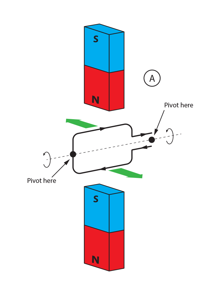 Opposing forces on a coil between two magnets